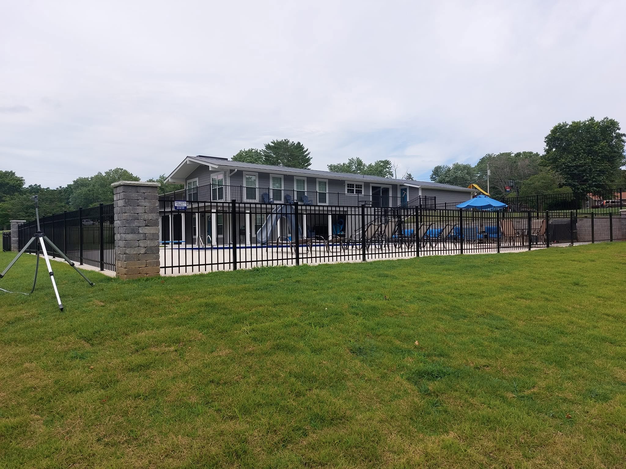Black aluminum fence built by Precision Fence Company in Columbia, Tennessee